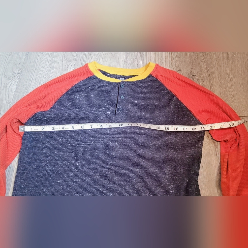 Wonder Nation Henley Colorblock Orange, Yellow, Blue Long Sleeve Top, Boy's XXL - Picture 3 of 13
